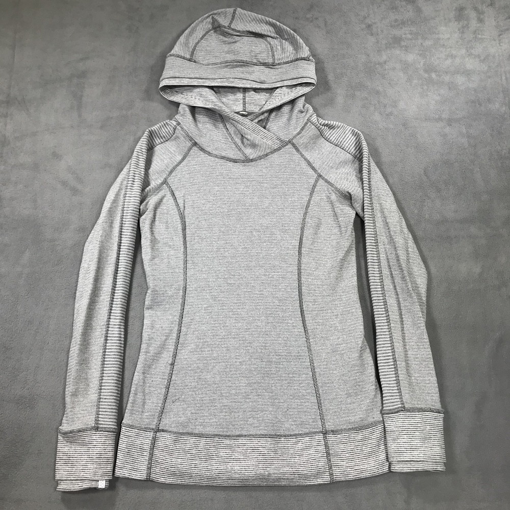LULULEMON Hoodie Sweatshirt Womens 6 Grey Pullover Athleisure Sweater *
